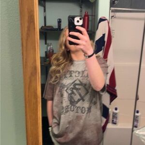 Affliction Gray and Brown Short Sleeve Tee